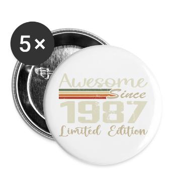 Geburtstag 37 Jahre Jahrgang 1987 Geschenk 1987 - Buttons groß 56 mm (5er Pack) - Weiß - Vorne