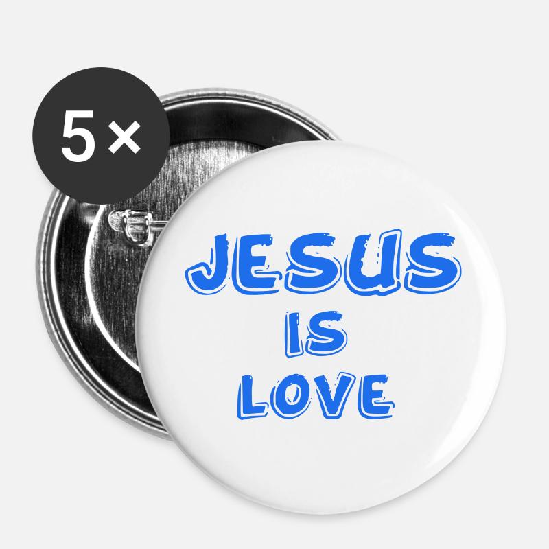 Jesus is love - Buttons large 2.2''/56 mm (5-pack) - white