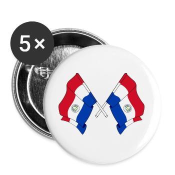 Deux drapeaux croisés du Paraguay - Lot de 5 grands badges (56 mm) - blanc - Devant