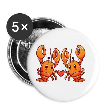 Hummer Paar Verliebt Krebs Tier Valentinstag - Buttons groß 56 mm (5er Pack) - Weiß - Vorne