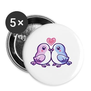 Pigeon Couple In Love Bird Peace Valentine's Day - Buttons large 2.2''/56 mm (5-pack) - white - Front