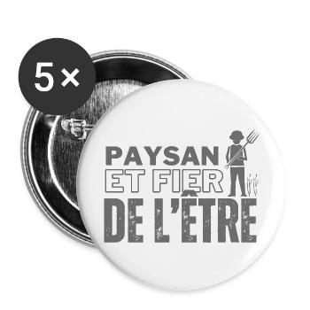 Paysan et fier de l'être - Lot de 5 grands badges (56 mm) - blanc - Devant