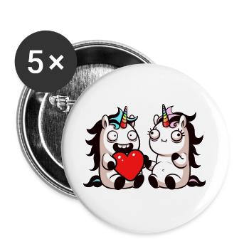 Duo Cœur de Licorne - Lot de 5 grands badges (56 mm) - blanc - Devant