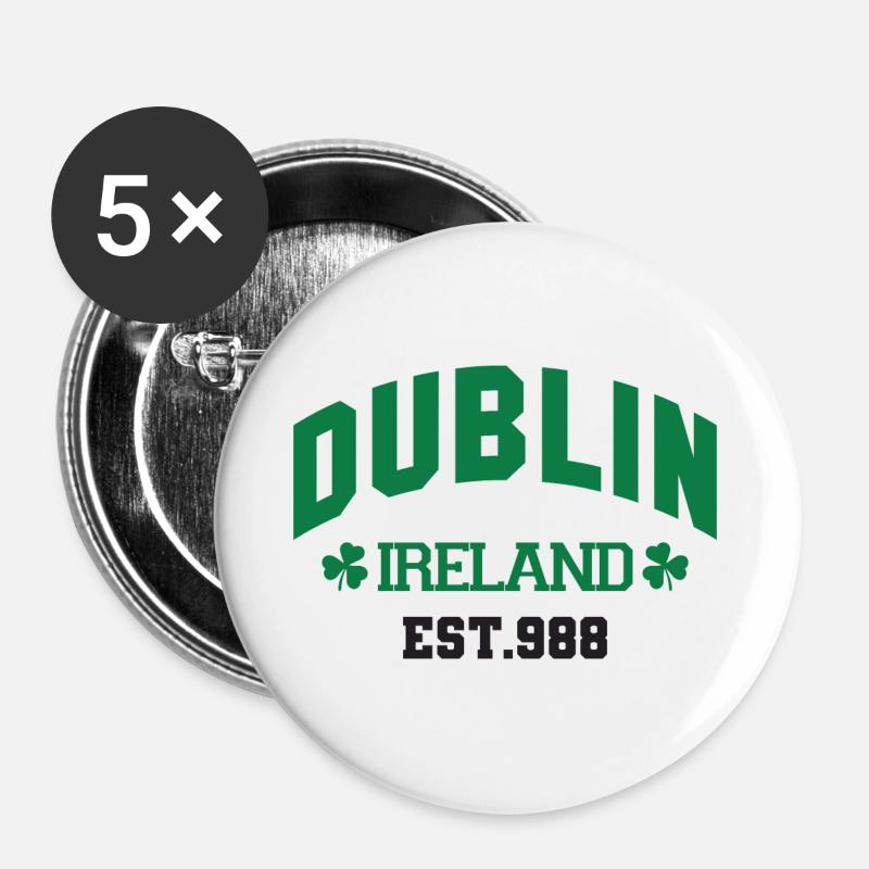 Dublin - Ireland - Buttons large 2.2''/56 mm (5-pack) - white