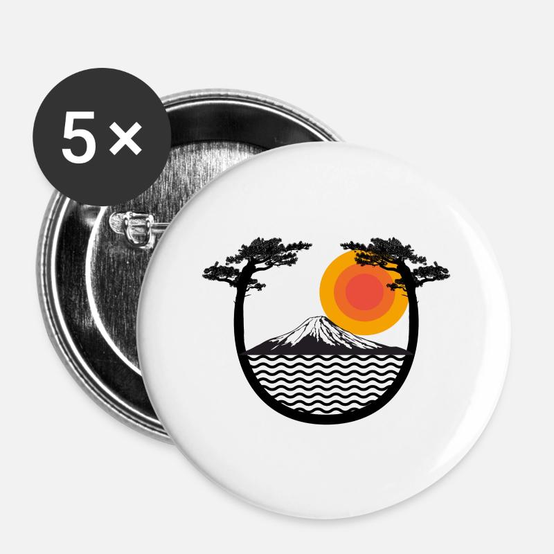 Mount Fuji, Japan - Buttons large 2.2''/56 mm (5-pack) - white