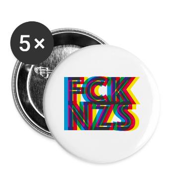 FCK NZS - Buttons large 2.2''/56 mm (5-pack) - white - Front