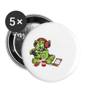 Ich kann dich nicht hören, ich zerstöre Noobs - Buttons groß 56 mm (5er Pack) - Weiß - Vorne