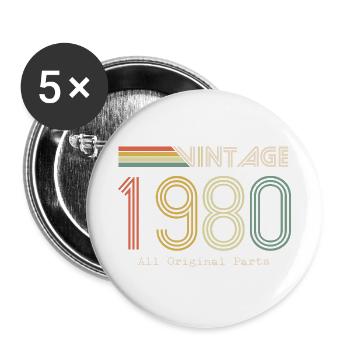 Episch und legendär, geboren 1980: 44. Geburtstag - Buttons groß 56 mm (5er Pack) - Weiß - Vorne