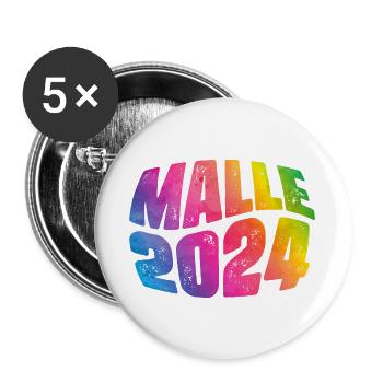 Malle 2024 Urlaub - Buttons groß 56 mm (5er Pack) - Weiß - Vorne