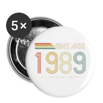 Episch und legendär Geboren 1989: 35-jähriges Jubiläum - Buttons groß 56 mm (5er Pack) - Weiß - Vorne