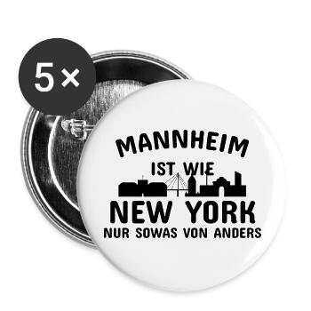 Mannheim Monnem Mannheimat - Buttons groß 56 mm (5er Pack) - Weiß - Vorne