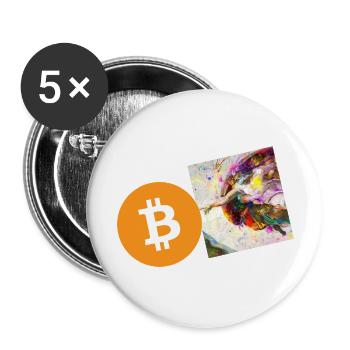 Crypto Creation Hand 6 Bitcoin BTC - Buttons large 2.2''/56 mm (5-pack) - white - Front