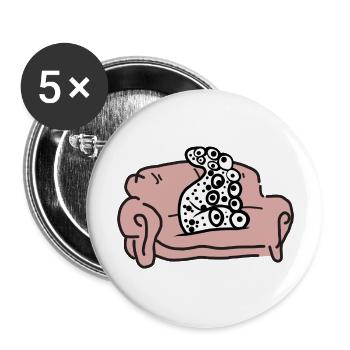 Couch Potato Funny Octopus - Buttons large 2.2''/56 mm (5-pack) - white - Front