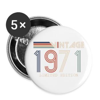 Jahrgang 1971 Jubiläumsgeschenk - Jahrgang 1971 - Buttons groß 56 mm (5er Pack) - Weiß - Vorne
