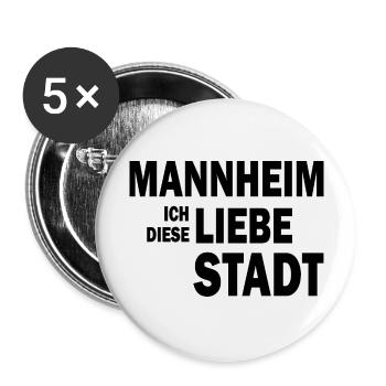 Mannheim Monnem Mannheimat - Buttons groß 56 mm (5er Pack) - Weiß - Vorne