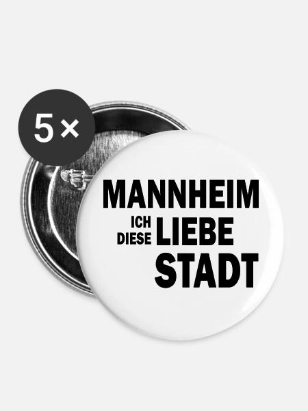 Mannheim Monnem Mannheimat - Buttons groß 56 mm (5er Pack) - Weiß