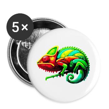 Caméléon - Lot de 5 grands badges (56 mm) - blanc - Devant