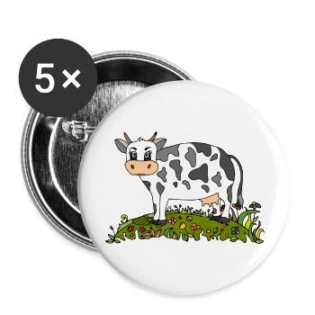 Kuh - Buttons groß 56 mm (5er Pack) - Weiß - Vorne