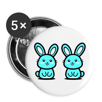 Ostern Symbol Hase - Buttons groß 56 mm (5er Pack) - Weiß - Vorne