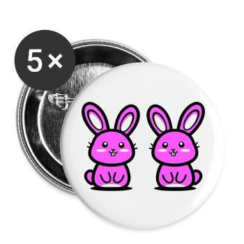 Lapin de Pâques Pâques - Lot de 5 grands badges (56 mm) - blanc - Devant