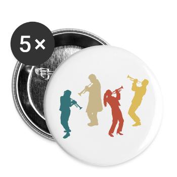 trompette rétro vintage - Lot de 5 grands badges (56 mm) - blanc - Devant