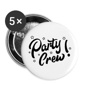 party crew1 - Buttons groß 56 mm (5er Pack) - Weiß - Vorne