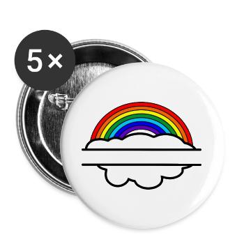 Regenbogenwolken-Namensbanner - Buttons groß 56 mm (5er Pack) - Weiß - Vorne