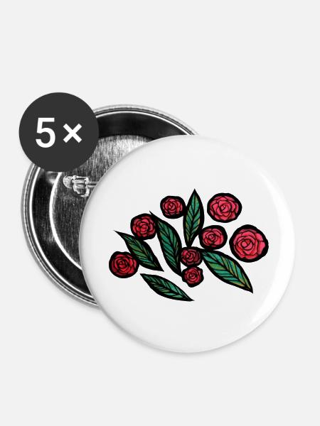 Rosen - Buttons groß 56 mm (5er Pack) - Weiß