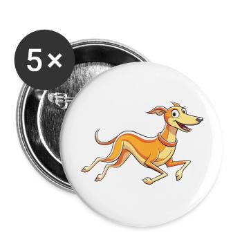 Graceful Running Whippet Artwork - Buttons large 2.2''/56 mm (5-pack) - white - Front