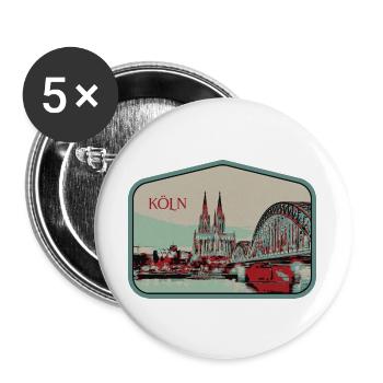 Panoramablick Köln Illustration - Buttons groß 56 mm (5er Pack) - Weiß - Vorne