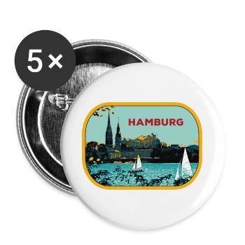 River Hamburg: Sailboat Illustration - Buttons large 2.2''/56 mm (5-pack) - white - Front