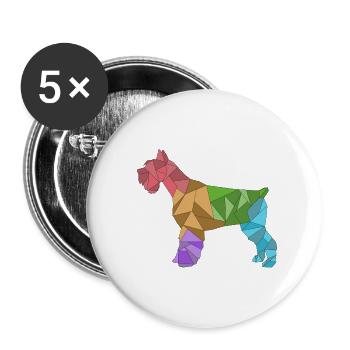 Geometrischer bunter Schnauzer - Buttons groß 56 mm (5er Pack) - Weiß - Vorne