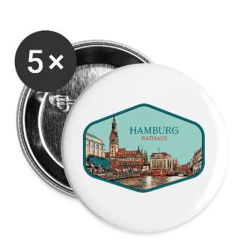 Hambourg ville historique Allemande - Lot de 5 grands badges (56 mm) - blanc - Devant