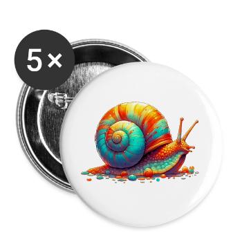 Escargot - Lot de 5 grands badges (56 mm) - blanc - Devant