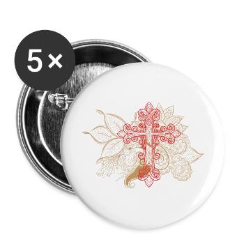Kreuz - Buttons groß 56 mm (5er Pack) - Weiß - Vorne
