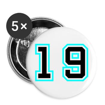19 Zahl symbol - Buttons groß 56 mm (5er Pack) - Weiß - Vorne