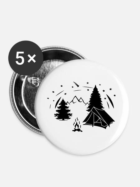 Zelt Sternenhimmel im Wald - Buttons groß 56 mm (5er Pack) - Weiß