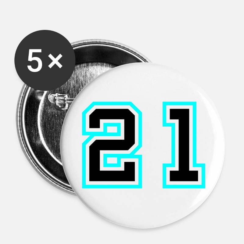 21 Number symbol - Buttons large 2.2''/56 mm (5-pack) - white