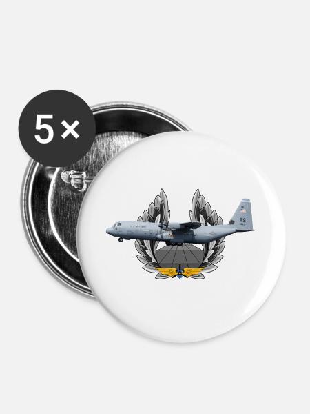 C-130 Super Hercules - Buttons groß 56 mm (5er Pack) - Weiß