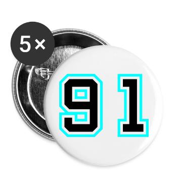 91 Zahl Symbol - Buttons groß 56 mm (5er Pack) - Weiß - Vorne
