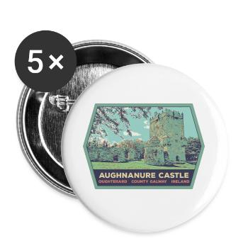 Aughnanur Castle, Oughterard in Irland - Buttons groß 56 mm (5er Pack) - Weiß - Vorne
