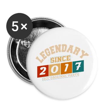 Legendary since 2017 vintage retro anniversary - Buttons large 2.2''/56 mm (5-pack) - white - Front