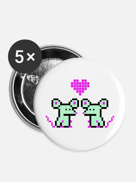 pixel mäuse - Buttons groß 56 mm (5er Pack) - Weiß