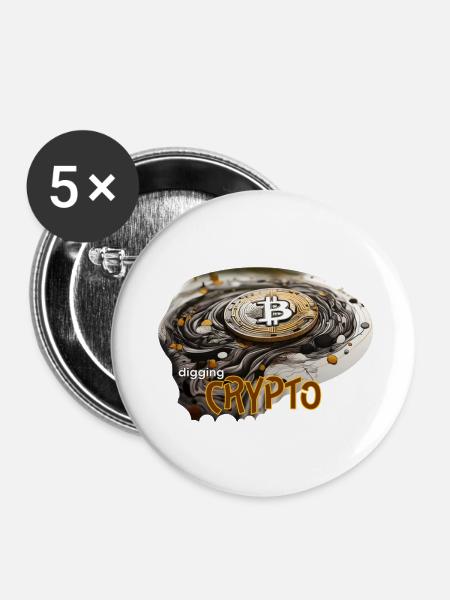 Krypto Währung, crypto digging - Buttons groß 56 mm (5er Pack) - Weiß
