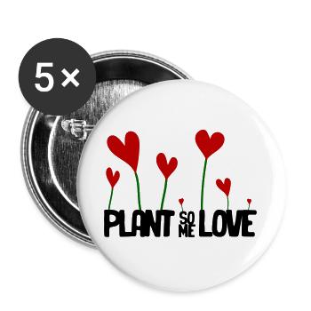 Herzengarten Rote Herzblumen - Buttons groß 56 mm (5er Pack) - Weiß - Vorne