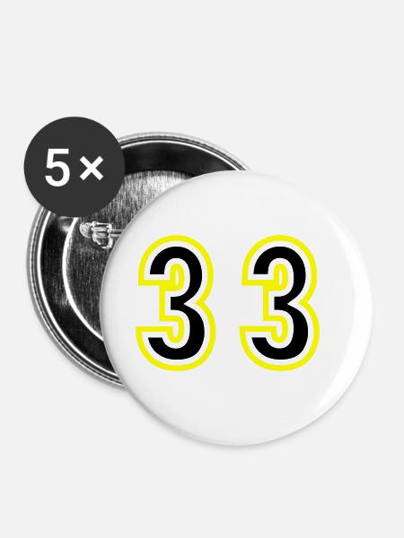 33 Zahl College - Buttons groß 56 mm (5er Pack) - Weiß