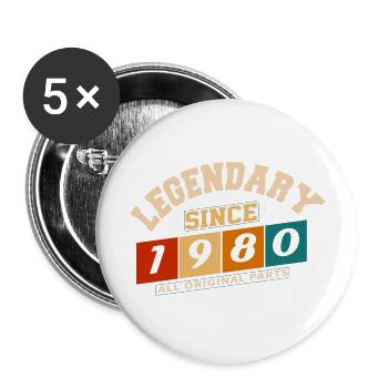 Legendary since 1980's vintage retro anniversary - Buttons large 2.2''/56 mm (5-pack) - white - Front