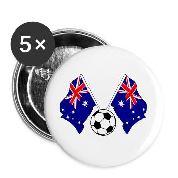 Deux drapeaux australiens avec un ballon de football - Lot de 5 grands badges (56 mm) - blanc - Devant