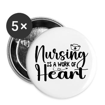 Krankenpflege ist eine Herzensangelegenheit - Krankenschwester - Buttons groß 56 mm (5er Pack) - Weiß - Vorne