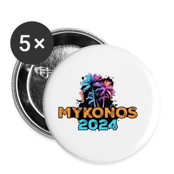 Tournée Mykonos 2024 - Lot de 5 grands badges (56 mm) - blanc - Devant